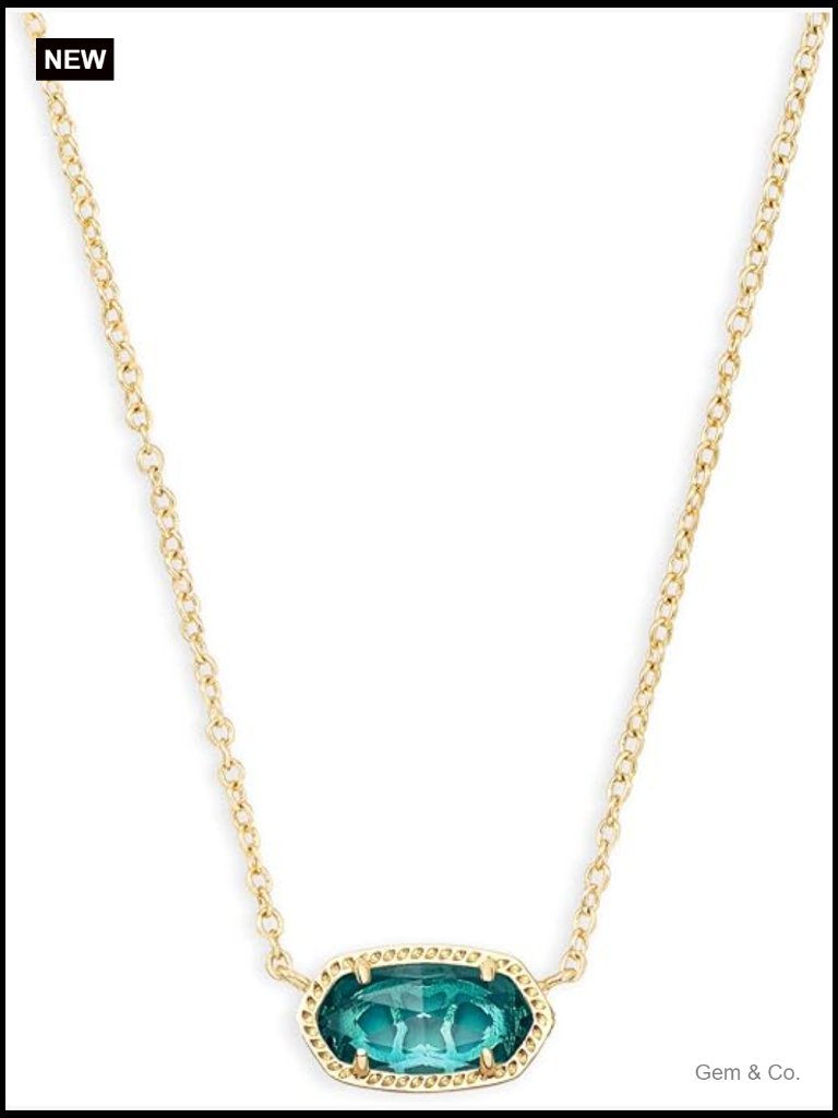 Gold Plated Pendant Necklace, Dainty Stone Pendant, Lobster Clasp